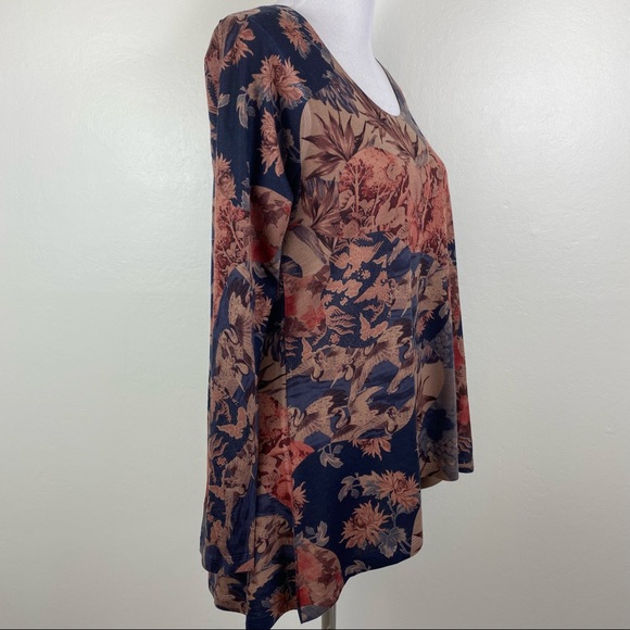 Soft Surroundings Millie Crane Bird Floral Tunic Top - Picture 3 of 11
